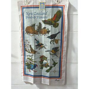 Hallifax Country Collection 100% Cotton New Zealand Birds & Flowers Tea Towel